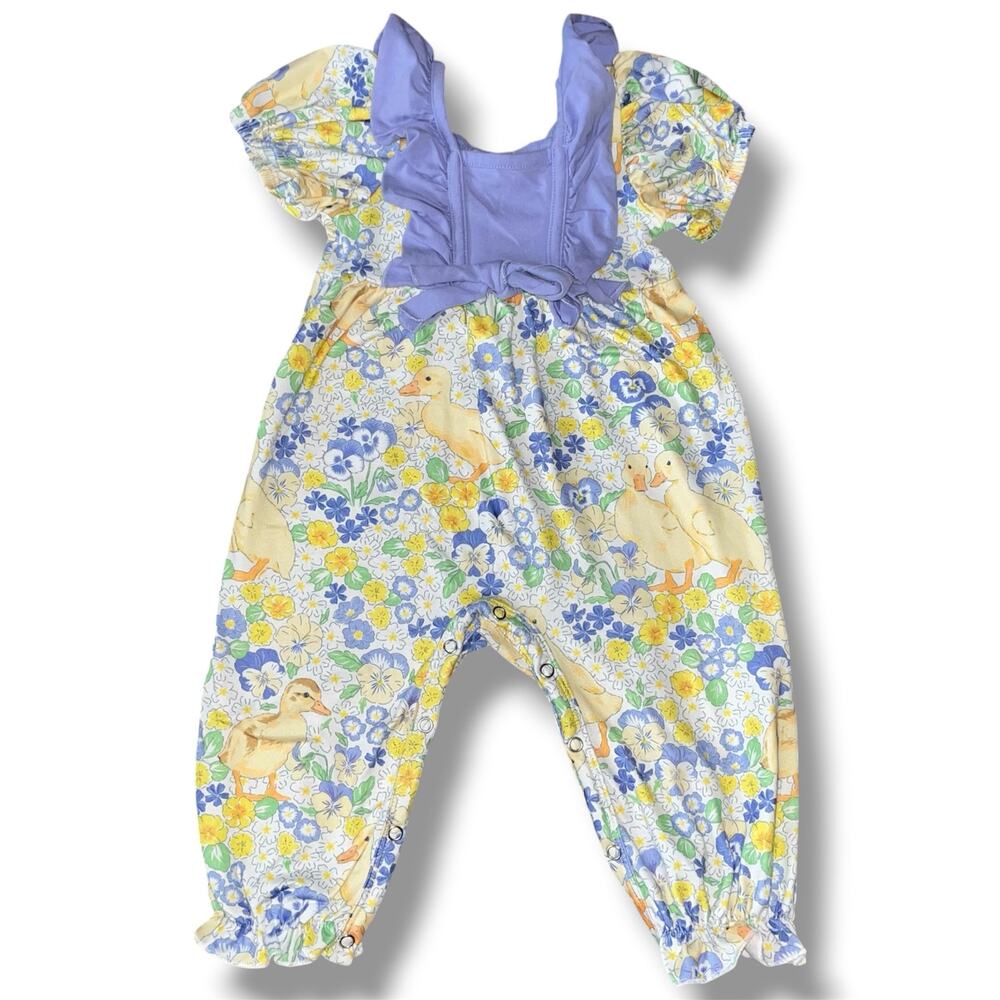 Marie Nicole Clothing Vintage Duck & Floral Print Romper - Size 12-18M